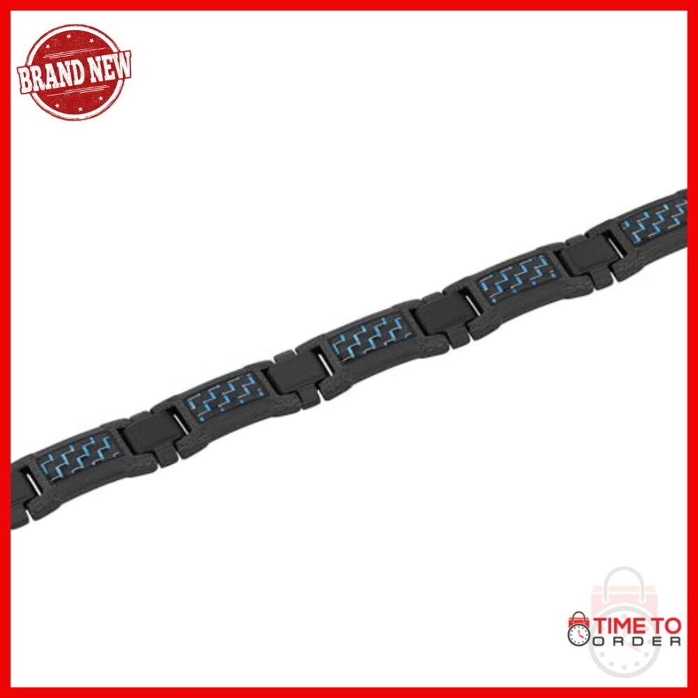 8.5" Stainless Steel Carbon Fiber Link Bracelet Fold-Over Clasp - Picture 3 of 5